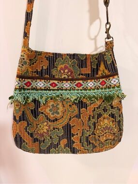Boho Floral Tapestry Crossbody Bag